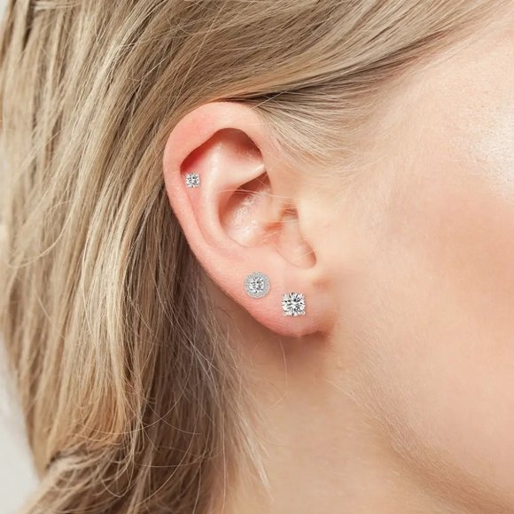 Certified 1ct. t.w. Diamond Round Halo Brilliant Cut Stud Earrings - Picture 8 of 16